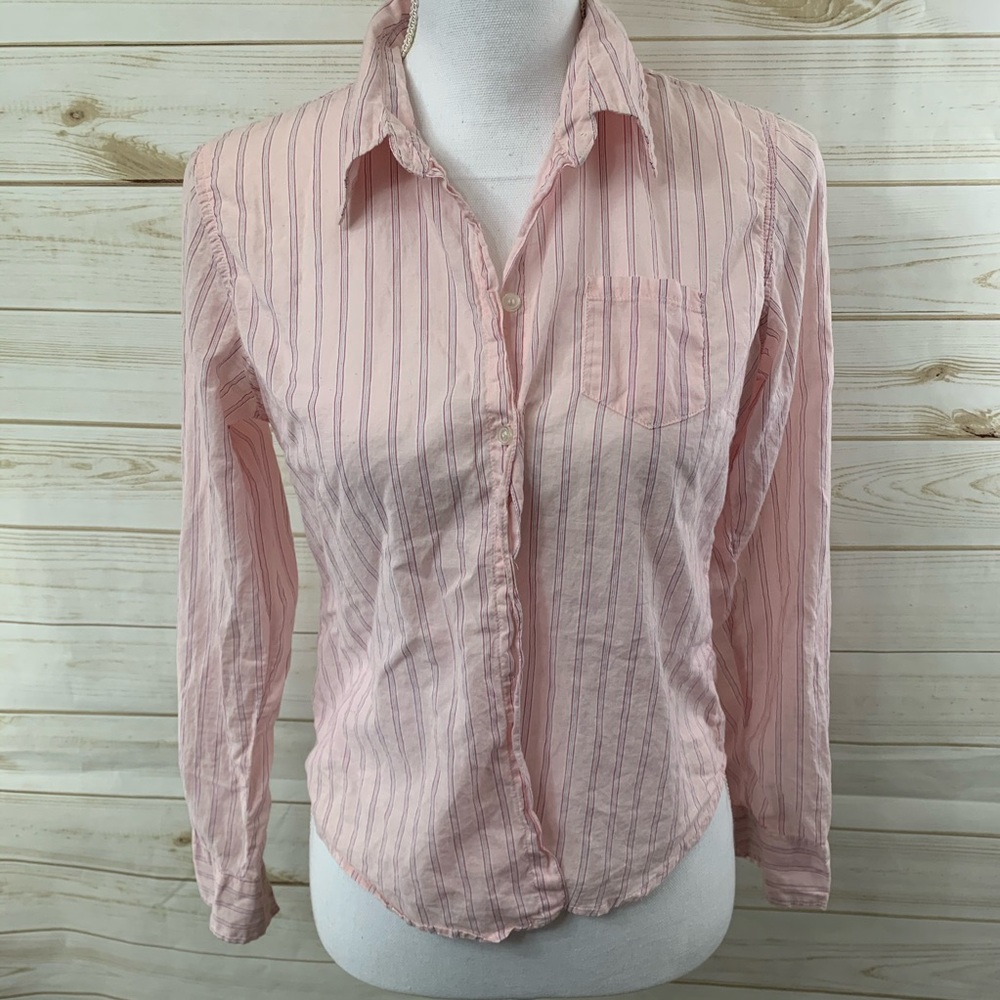 Aeropostale Pink Striped Button Down Shirt